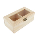 2 Grids Unfinished Wood Box, Wood Jewelry Box with Locking Clasp Rectangle Wood