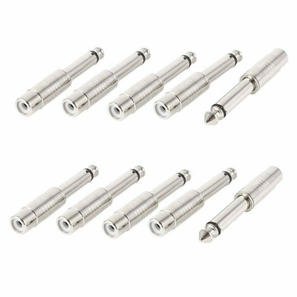 10 Pcs 0.6cm Mono Audio Male Plug to RCA Female Jack Connectors Adapter I4E3