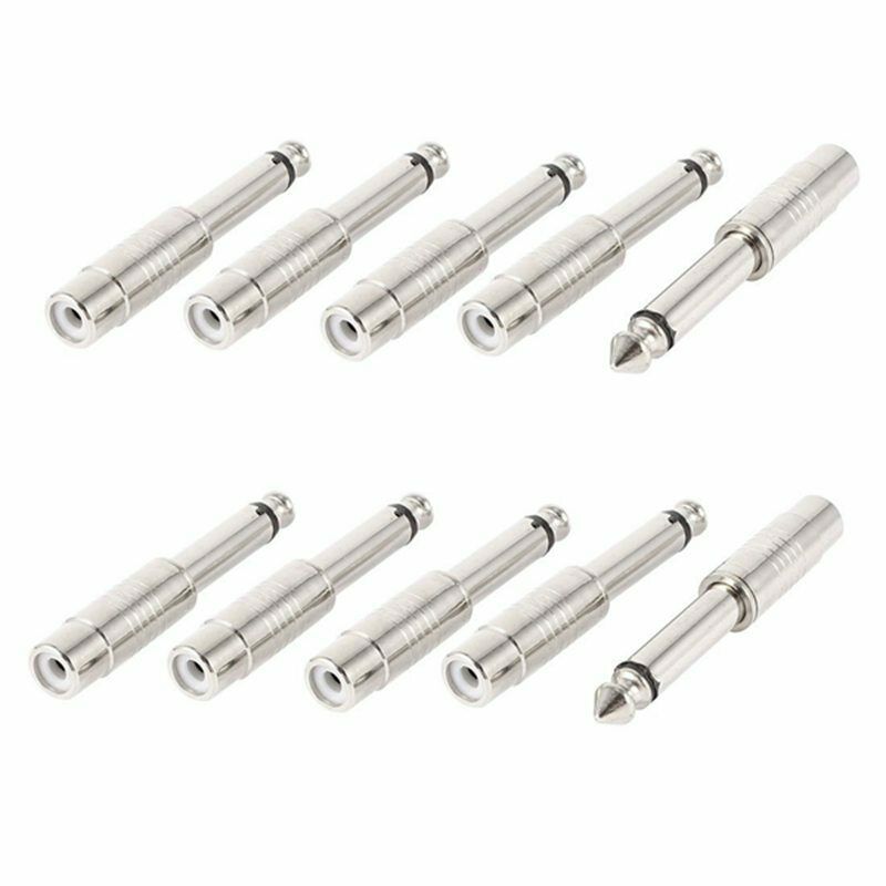 10 Pcs 0.6cm Mono Audio Male Plug to RCA Female Jack Connectors Adapter I4E3