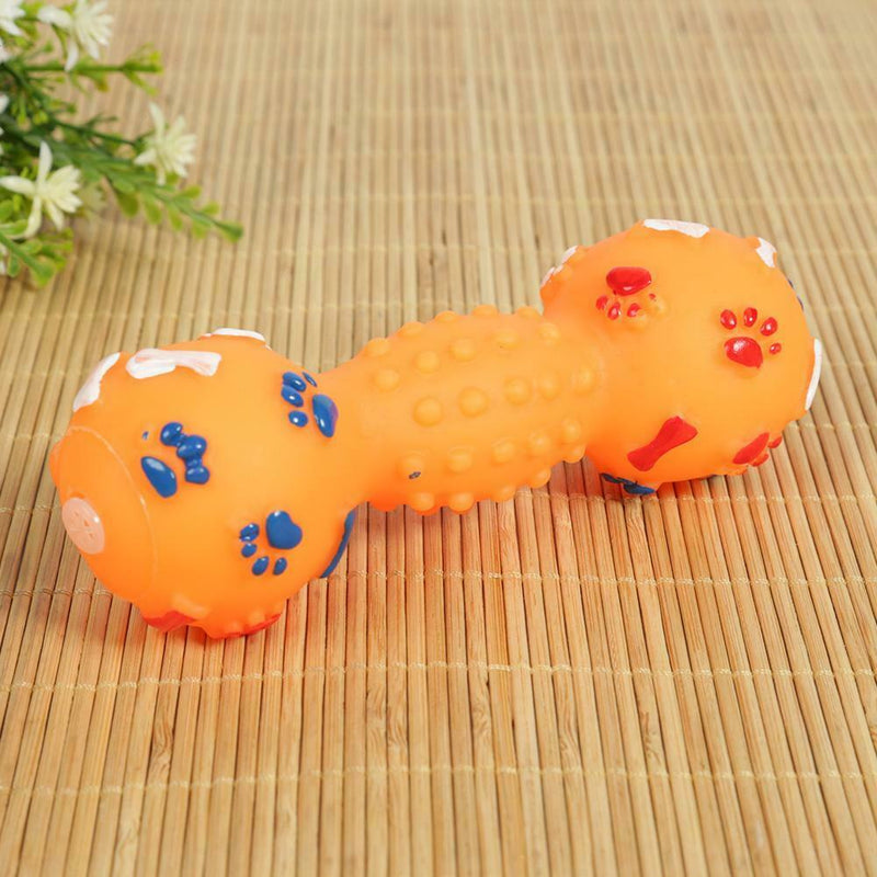 Colorful Dotted Dumbbell Shaped Squeeze Squeaky Faux Bone Pet Dog Toys AU