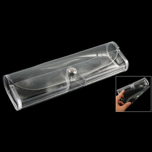 5X( Press Button Closure Clear Soft Plastic Eyeglasses Case W9Z1)