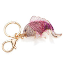 Women Lady Handbag Pendant Charming Rhinestone Fish Carp Metal Keychain Keyring