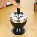 Stainless Steel Wine Style Ash Tray with Cover Round Push Down Portable Cig
