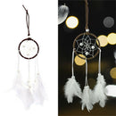 Dream Catcher With White Feather Beads Wall Hanging Decor Craft Car Ornament Hn