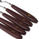 5Pcs Red Brown Handle Stainless Steel Oil Painting Palette Knives Scraper Tools