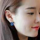 Elegance women's earrings with rhinestones camelia shaped cute pierced earr E5P6