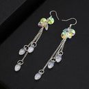 Fashion Transparent Crystal Geometric Earrings Women Stud Long Drop Hook Dangle