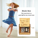 Retro Carved Wooden Manual Music Box Hand Cranked Birthday Gift Ornaments
