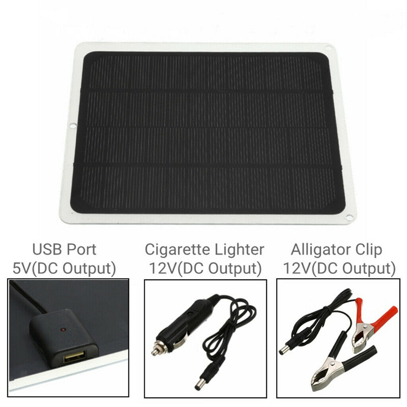 12 Volts 20 Watts Portable Power Solar Panel Battery Charger with Alligator