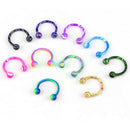10x Stainless Steel Horseshoe Bar Lip Nose Septum Ear Ring Stud Piercing Ball LJ