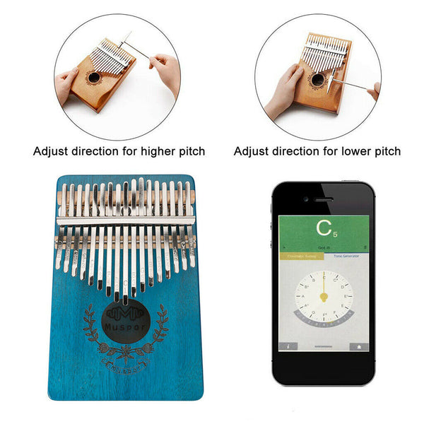 17 Key Kalimba Thumb Piano Finger Mbira Solid Musical Instrument Blue