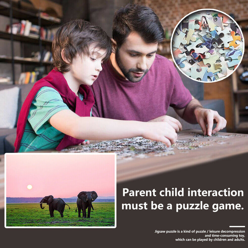 1000 Pieces Paper Jigsaw Puzzles Two Elephants Assembling Picture Kit