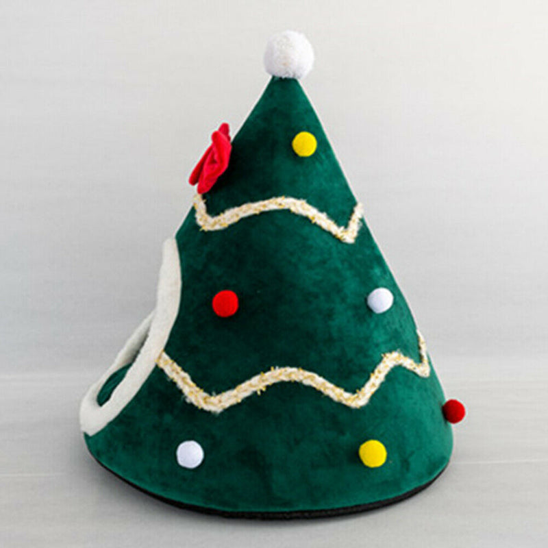 Christmas Tree Shape Dog Cat House Home Warm Sleeping Bed Nest (Green)(M) A