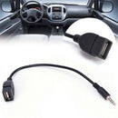 3.5mm Male AUX Audio Plug Jack To USB 2.0 Female Converter Cable Cord For Car Fw