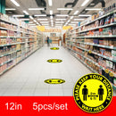 Set 5 Social Distancing Safety Floor Decals Stickers Notice Caution Shop B