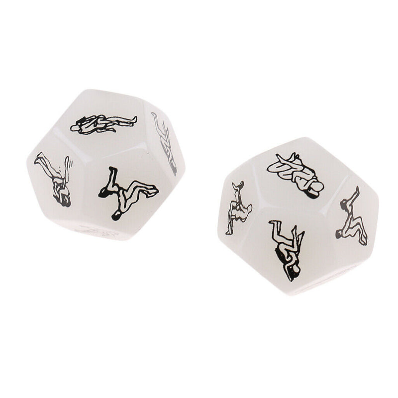 2pcs  Erotic D12 Dice Dice Game For Friends Couple Games - White
