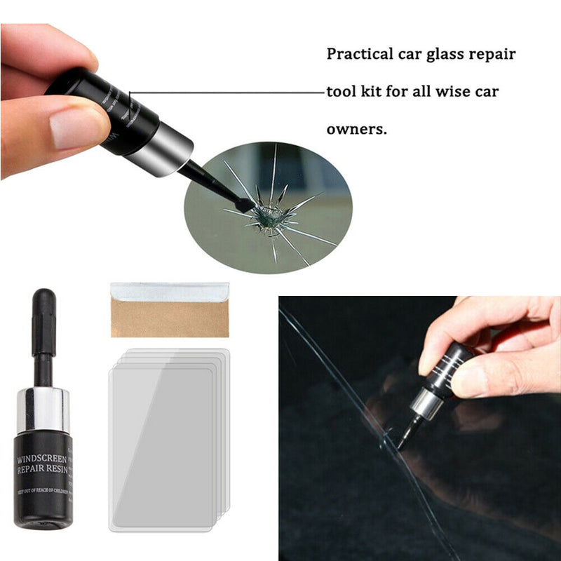 Car Windows Glass Repair Liquid Gloves Auto Cracked Scratch Fluid (1 Set)