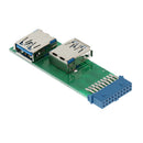 Motherboard 20-Pin Header To Dual USB 3.0 Female