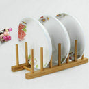 6 Grids Kitchen Dish Storage Tray Shelf Bamboo Holder Plate Bracket Drainer