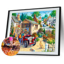 5D DIY Full Round Drill Diamond Painting Artless Village Cross Stitch Decor A