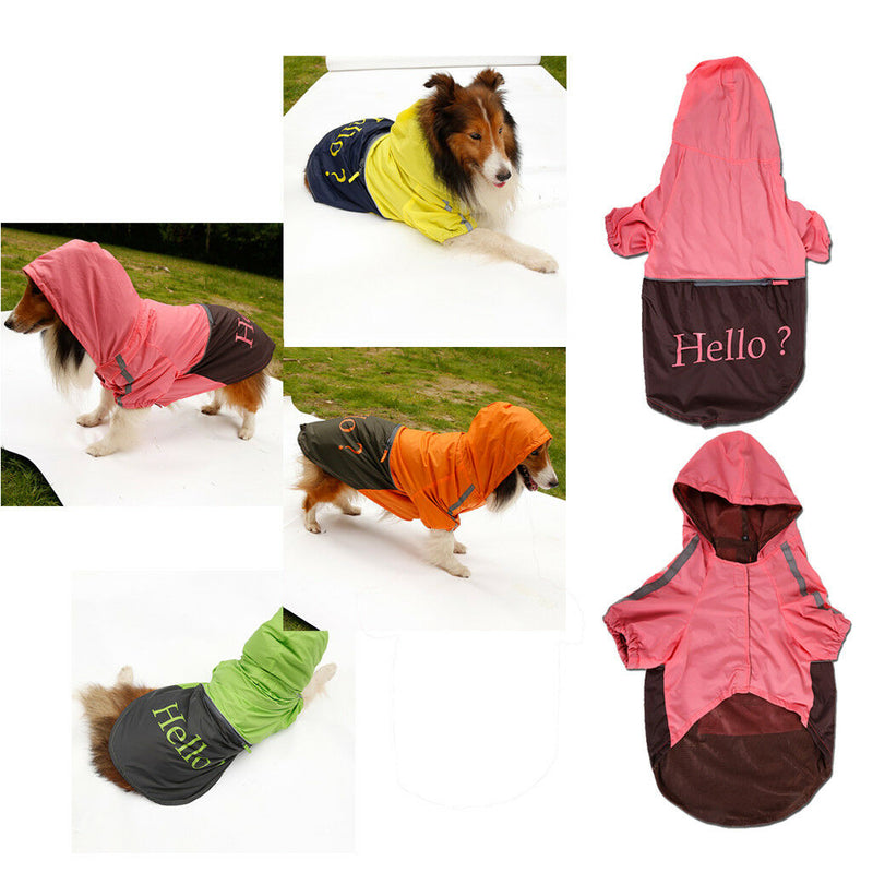 Big Pet Dog Outdoor Water Resistant Hoodie Slicker Raincoat Clothes XXXL