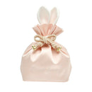 Pink Silk Fabric Bunny Storage Bag with Drawstring, 7.87x2.76x10.63 inch