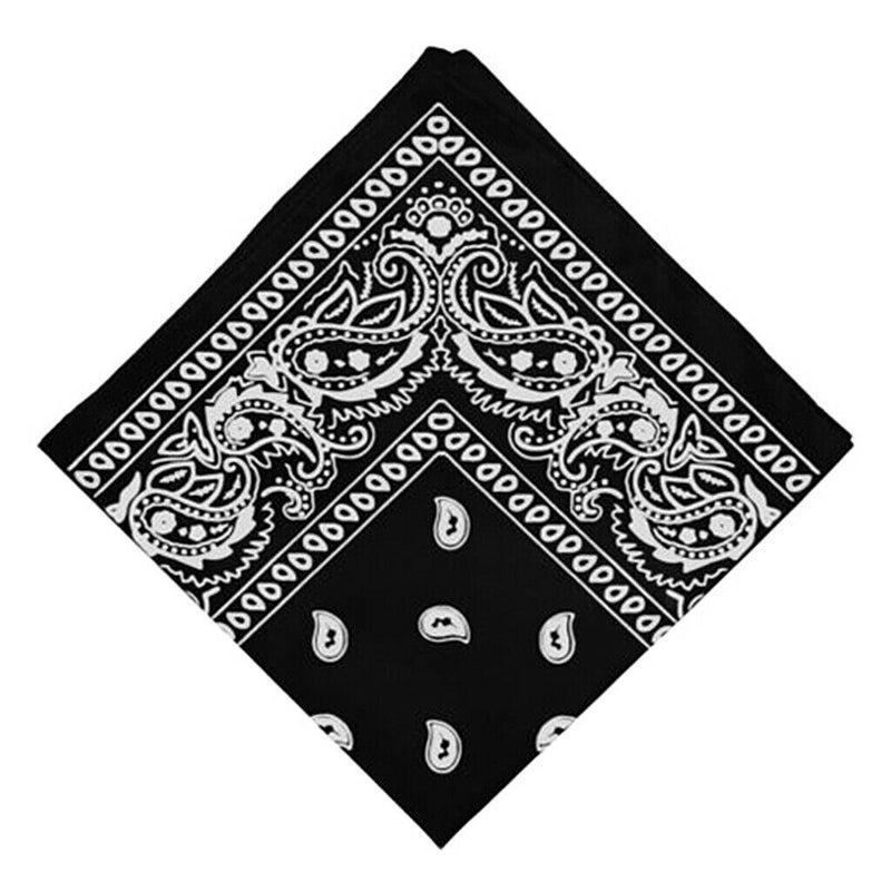 Women Men Cotton Paisley Bandana Head Wrap Headband Handkerchief Black