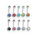 12pcs Europe And America Double Diamond Stainless Steel Belly Nail Button Rings