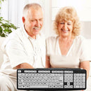107 Keys USB Wired Large Print White Keys Black Letter Keyboard for Elderly
