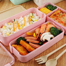 900Ml Healthy Material Lunch Box 3 Layer Wheat Straw Bento Boxes Microwave
