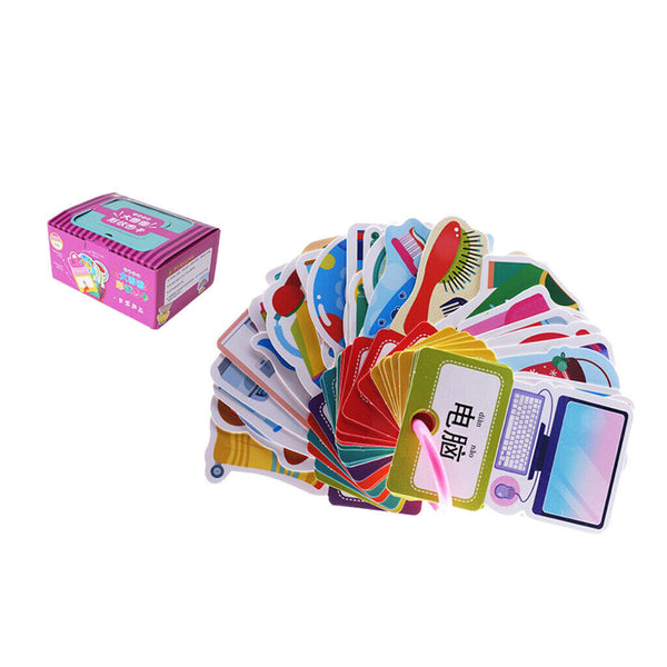 60Pcs/Set English Chinese Picture Flash Cards Set - Card Board Matching Puzzle
