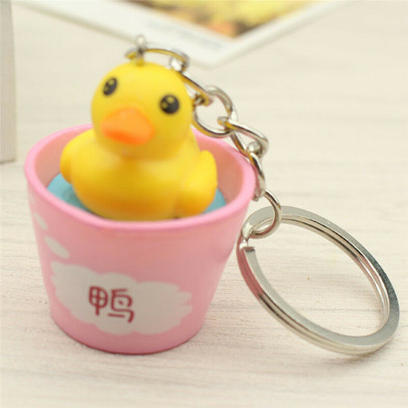 Cute Yellow Duck Keychain Cartoon Animal Bag Hanging Pendant Keychain KeyringLJ