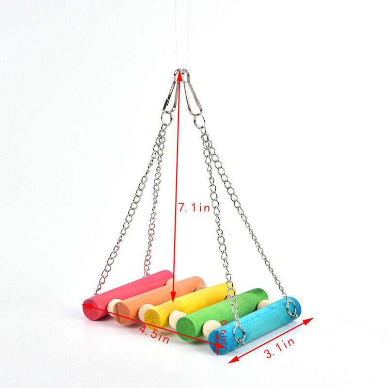 Bird Hanging Swing Toys Wood Parrot Parakeet Perches Finches Pets Accessor Gw