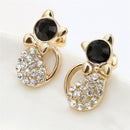 1Pair Women Fashion Earrings Elegant Cat Crystal Rhinestone Ear Stud Earrings BX