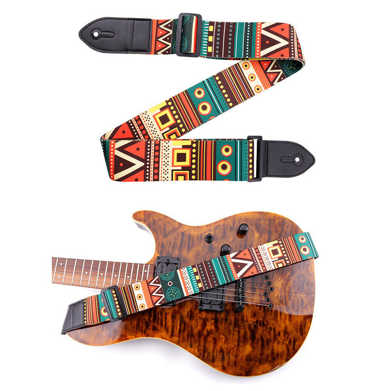 Leather Guitar Strap Adjustable Belt Musical Instrument Part (Ethnic Style) A