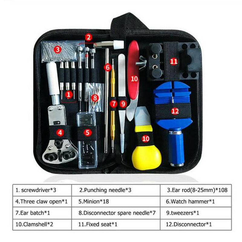 147 Pcs Watch Repair Kit Wrist Watch Repairing Tools Set Spring Tool Remover