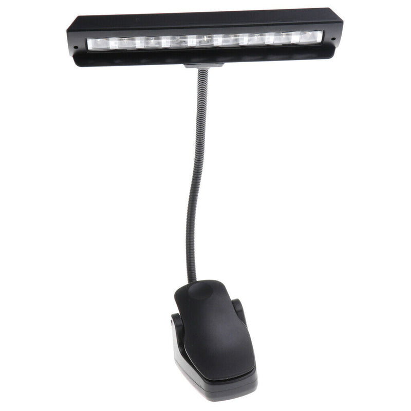 Flexible 9 LED Music Stand Lamp Clip-on Bedroom Desk Book Reading Light Black