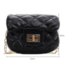 Girls PU Geometry Diamond Kids Messenger Shoulder Bags Small Bags (Black)