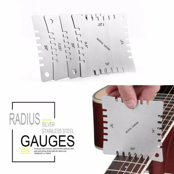 4Pcs Stainless Steel Guitar Notched Radius Gauge Design Fingerboard Fretboa