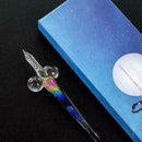 Creative Crystal Glass Dip Signature Pen Filling Ink Holder Pen Pens W/ Fou T2D0