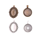 64pcs/set Round Oval Pendant Trays with Glass Cabochon Base DIY Jewelry Makin Bj