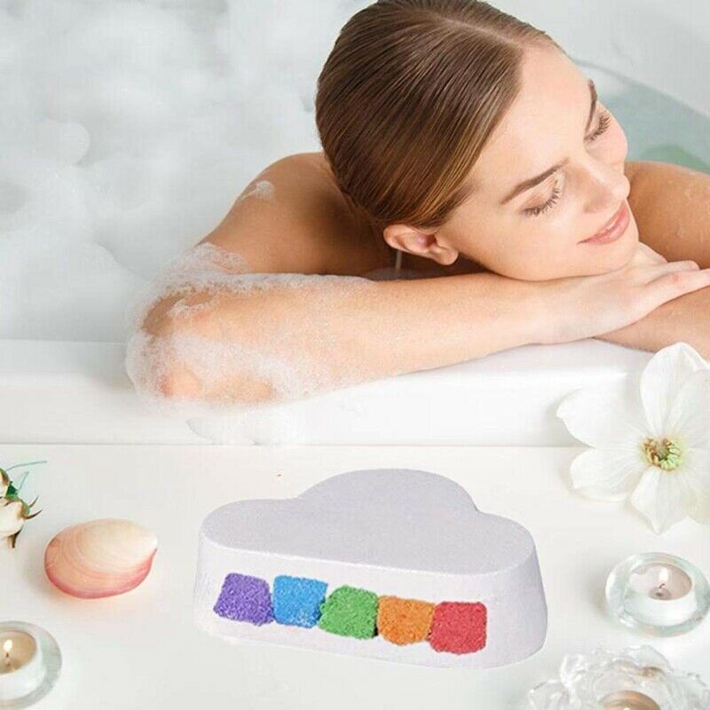 Colorful Rainbow Cloud Bath Bombs,Float On Water&Release Vivid Rainbow Colo W6F8