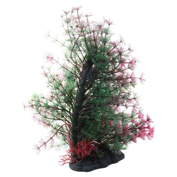 9.8" Length Artificial Plastic Fish Tank Decor Grass Plant Red Green Y7S5