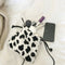 Women Plush Crossbody Bag Cow Milk Print Shoulder Drawstring Mini Handbags