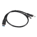 Superspeed USB2.0 + USB 3.0 Type A to USB 3.0 A Male Y Cable Connector