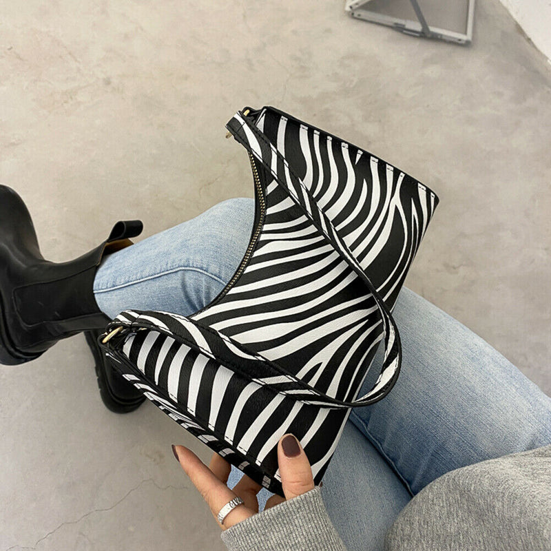 Animal Pattern Women Handbag Street PU Shoulder Underarm Tote Bag (Zebra)