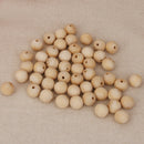 50pcs Natural Ball Round Wooden Loose Spacer Beads For Jewellery Making 18mm