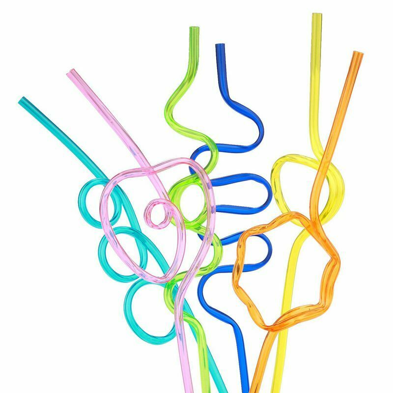 Crazy Loop Straws, (Pack of 50) Crazy Silly Colorful Reusable Drinking Stra D4S5
