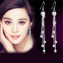 PopSilver Plated Earrings For Women Round Long Dangle Drop Earrings With Tass Gw