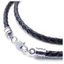 Jewelry Men's Necklace - 3mm Cord - Leather - Stainless Steel - for Men - C